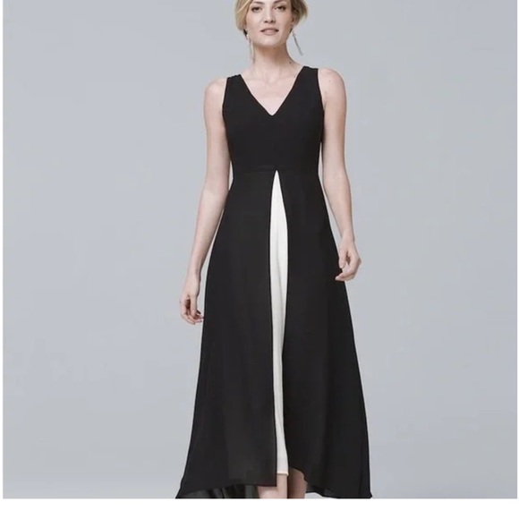 White House Black Market SL Overlay Black and Ecru Jumpsuit - Picture 2 of 14